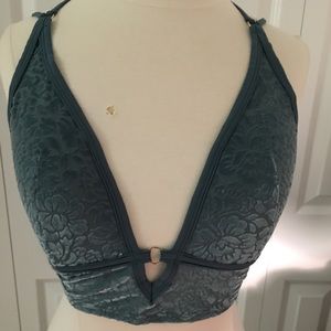 PINK Turquoise Velvet Bra